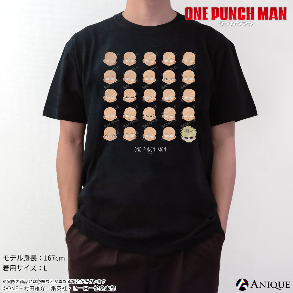 『ワンパンマン』サイタマ ミニキャラver. Tシャツ【ぎっしり】BK