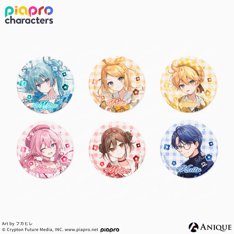 『ピアプロキャラクターズ』描き下ろしイラスト【フラワー*レトロルック ／ Art by フカヒレ】トレーディングジュエル缶バッジ（全6種）