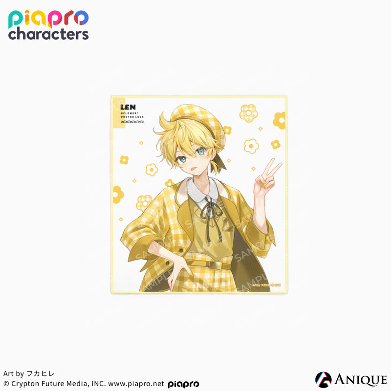 『ピアプロキャラクターズ』描き下ろしイラスト【フラワー*レトロルック ／ Art by フカヒレ】ミニ色紙