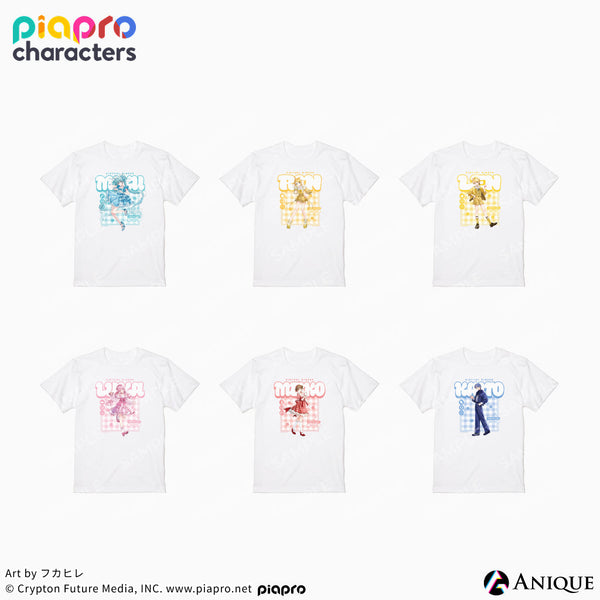 『ピアプロキャラクターズ』描き下ろしイラスト【フラワー*レトロルック ／ Art by フカヒレ】Tシャツ（フリーサイズ）