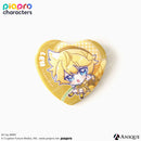 『ピアプロキャラクターズ』描き起こしミニキャライラスト【フラワー*レトロルック ／ Art by ARMY】ハート型グリッター缶バッジ