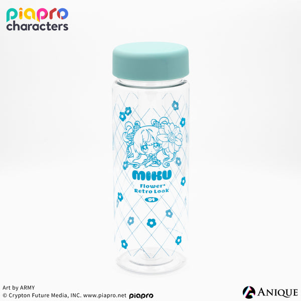 『ピアプロキャラクターズ』描き起こしミニキャライラスト【フラワー*レトロルック ／ Art by ARMY】初音ミク  クリアボトル