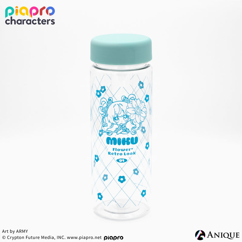 『ピアプロキャラクターズ』描き起こしミニキャライラスト【フラワー*レトロルック ／ Art by ARMY】初音ミク  クリアボトル