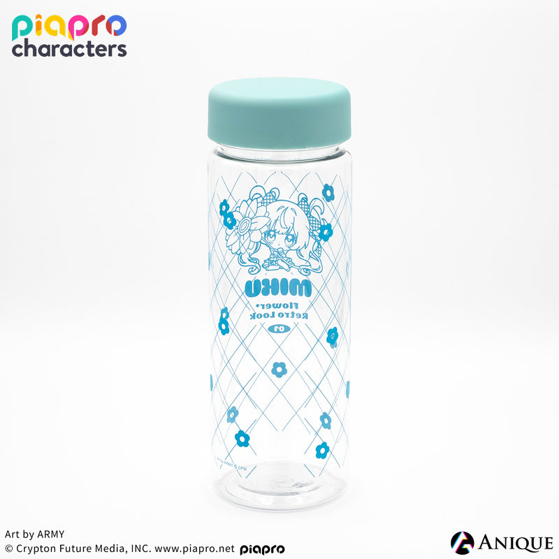 『ピアプロキャラクターズ』描き起こしミニキャライラスト【フラワー*レトロルック ／ Art by ARMY】初音ミク  クリアボトル