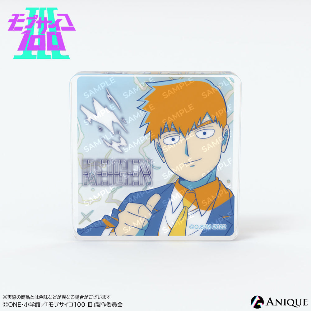 【匿名配送】モブサイコ100 Ⅲ　場面写アクリルブロック　影山茂夫　霊幻新隆 モブサイコ100×文房具カフェ アクリルブロック 影山茂夫&エクボ
