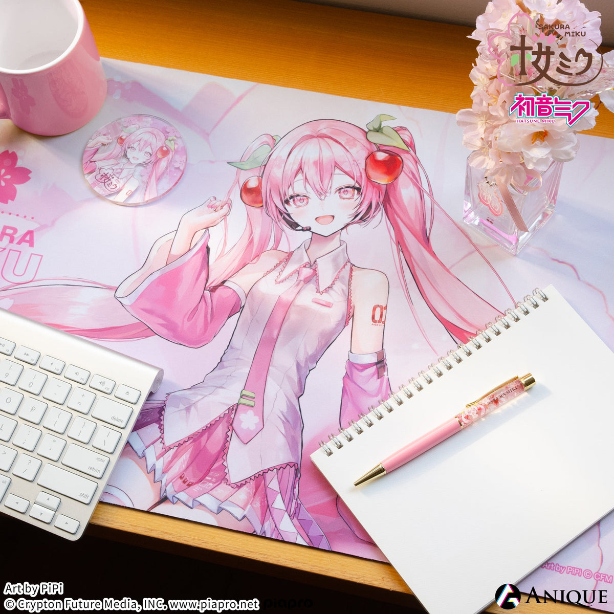 初音ミク　千本桜の世界展　額装絵「二人ミク」、アクリルアートジオラマ、コースター 初音ミク千本桜の世界展額装絵「二人ミク」、アクリルアートジオラマ