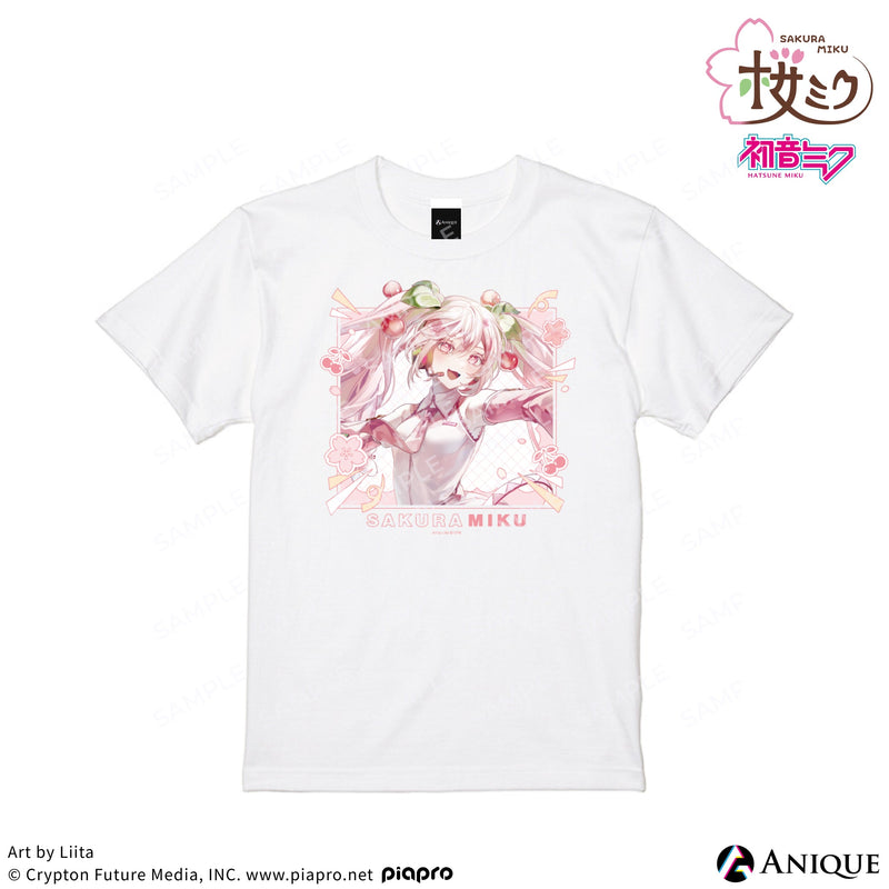 桜ミク 描き下ろしイラスト【四季の移ろい】初音ミク Tシャツ（フリーサイズ）