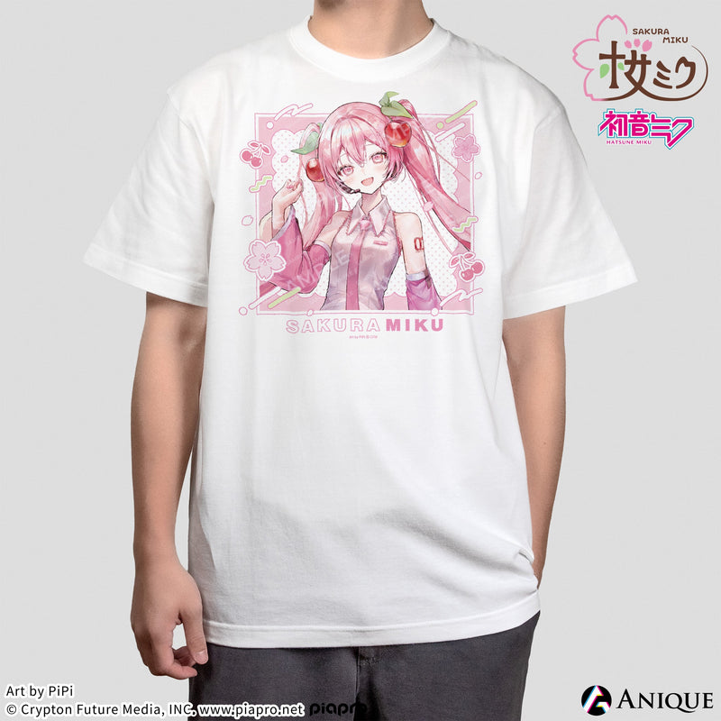 桜ミク 描き下ろしイラスト【四季の移ろい】初音ミク Tシャツ（フリーサイズ）