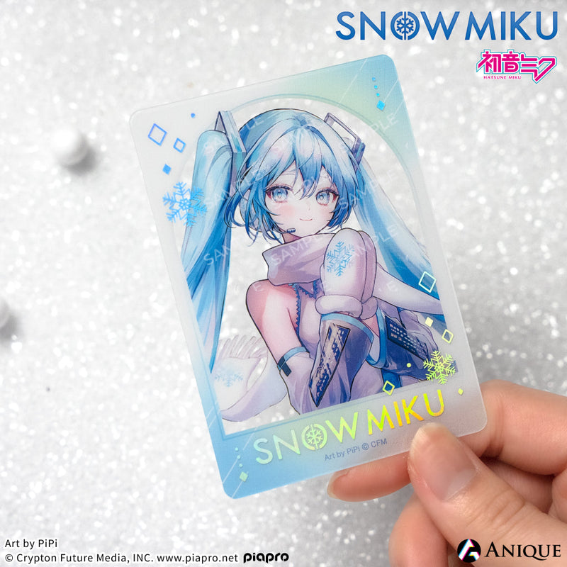 [SNOW MIKU] 雪ミク 描き下ろし/描き起こしイラスト【四季の移ろい】初音ミク 箔押しクリアフォトカード